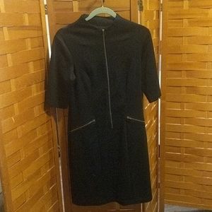 Zippered front mock turtleneck t shirt dress